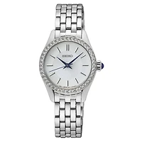 Montre Seiko en Acier Inoxydable avec Lunette de Cristaux – Cadran Argenté, 30mm | Doucet Latendresse