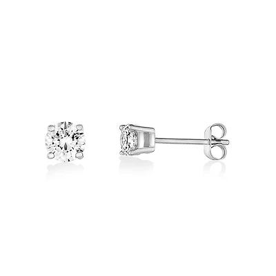 Boucles d’Oreilles Fixes en Acier Inoxydable et Zircon Cubique – 5mm. Color: blanc | Doucet Latendresse