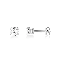 Boucles d’Oreilles Fixes en Acier Inoxydable et Zircon Cubique - 5mm. Color: blanc | Doucet Latendresse