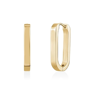 Gold Tone Stainless Steel Oval Huggies – 21mm. Color: yellow | Doucet Latendresse