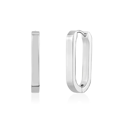Dormeuses Ovales en Acier Inoxydable – 21mm. Color: blanc | Doucet Latendresse