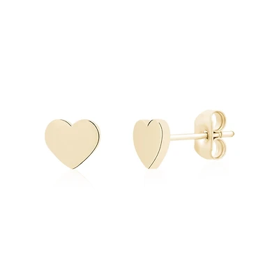 Gold Tone Stainless Steel Heart Stud Earrings – 6mm. Color: yellow | Doucet Latendresse