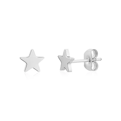 Boucles d’Oreilles Fixes en Acier Inoxydable Étoile – 6mm. Color: blanc | Doucet Latendresse