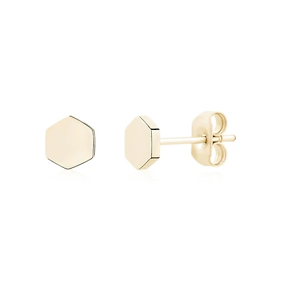 Gold Tone Stainless Steel Hexagonal Shaped Stud Earrings – 6mm. Color: yellow | Doucet Latendresse