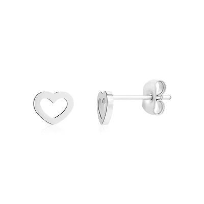 Boucles d’Oreilles Fixes en Acier Inoxydable À Coeur Ouvert – 6mm. Color: blanc | Doucet Latendresse
