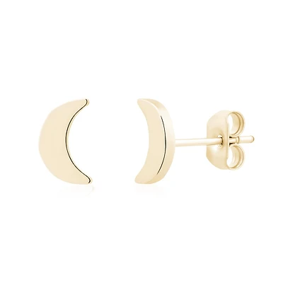Gold Tone Stainless Steel Moon Stud Earrings – 6mm. Color: yellow | Doucet Latendresse