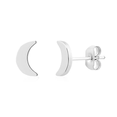 Boucles d’Oreilles Fixes Lune en Acier Inoxydable – 6mm. Color: blanc | Doucet Latendresse