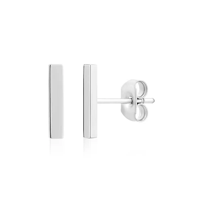 Boucles d’Oreilles Fixes Barre en Acier Inoxydable – 8mm. Color: blanc | Doucet Latendresse