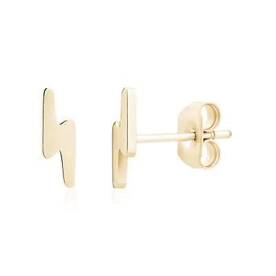 Boucles d’Oreilles Fixes Éclaire en Acier Inoxydable Dorée – 8mm. Color: jaune | Doucet Latendresse