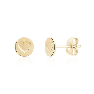 Boucles d’Oreilles Fixes Coeur Engravé en Acier Inoxydable Dorées – 6mm. Color: jaune | Doucet Latendresse