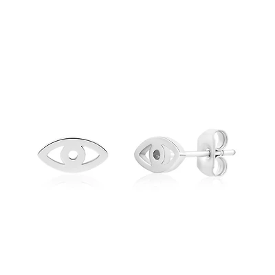 Boucles d’Oreilles Fixes Oeil en Acier Inoxydable – 6mm. Color: blanc | Doucet Latendresse