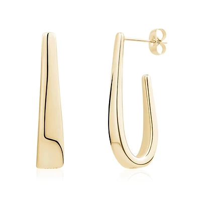 Gold Tone Stainless Steel U Shaped Hoop Stud Earrings – 33x6mm. Color: yellow | Doucet Latendresse