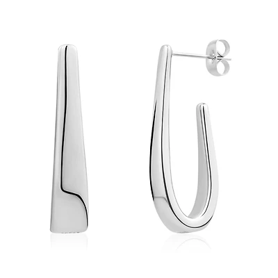 Boucles d’Oreilles Fixes Créoles en U en Acier Inoxydable – 33x6mm. Color: blanc | Doucet Latendresse