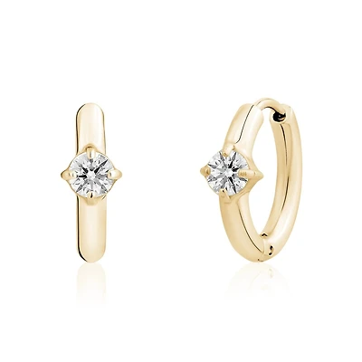 Gold Tone Stainless Steel Cubic Zirconia Sparkle Huggies. Color: yellow | Doucet Latendresse