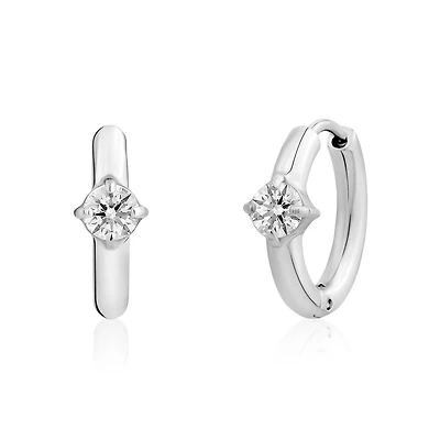 Dormeuses en Acier Inoxydable avec Éclat de Zircon Cubique. Color: blanc | Doucet Latendresse