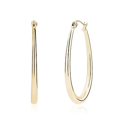 Gold Tone Stainless Steel Oval Hoops Earrings – 3mm. Color: yellow | Doucet Latendresse