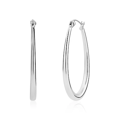 Boucles d’Oreilles Cerceaux Ovale en Acier Inoxydable – 3mm. Color: blanc | Doucet Latendresse