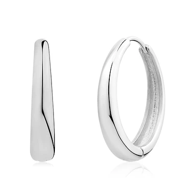 Stainless Steel Polished Hoop Earrings  – 26mm. Color: white | Doucet Latendresse