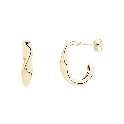 Boucles d’Oreilles Créoles Ondulées en Acier Inoxydable Dorées – 17mm. Color: jaune | Doucet Latendresse