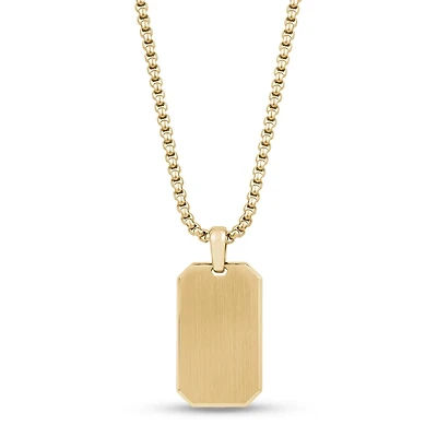 Gold Tone Stainless Steel ID Plate Pendant Necklace – 24
