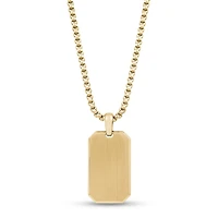 Gold Tone Stainless Steel ID Plate Pendant Necklace – 24