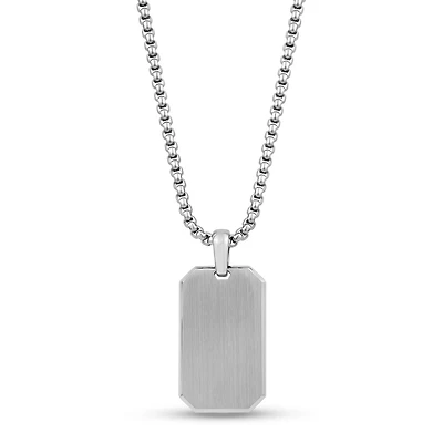 Stainless Steel ID Plate Pendant Necklace – 24