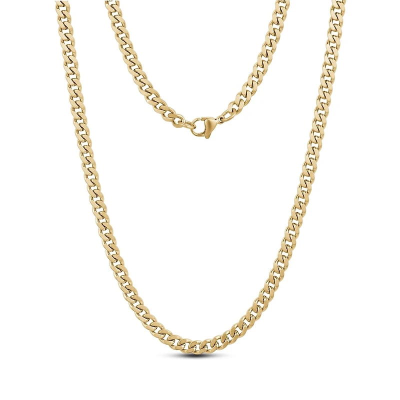Chaine À Maillons Cubain Mat de 3mm en Acier Inoxidable Dorée - 18