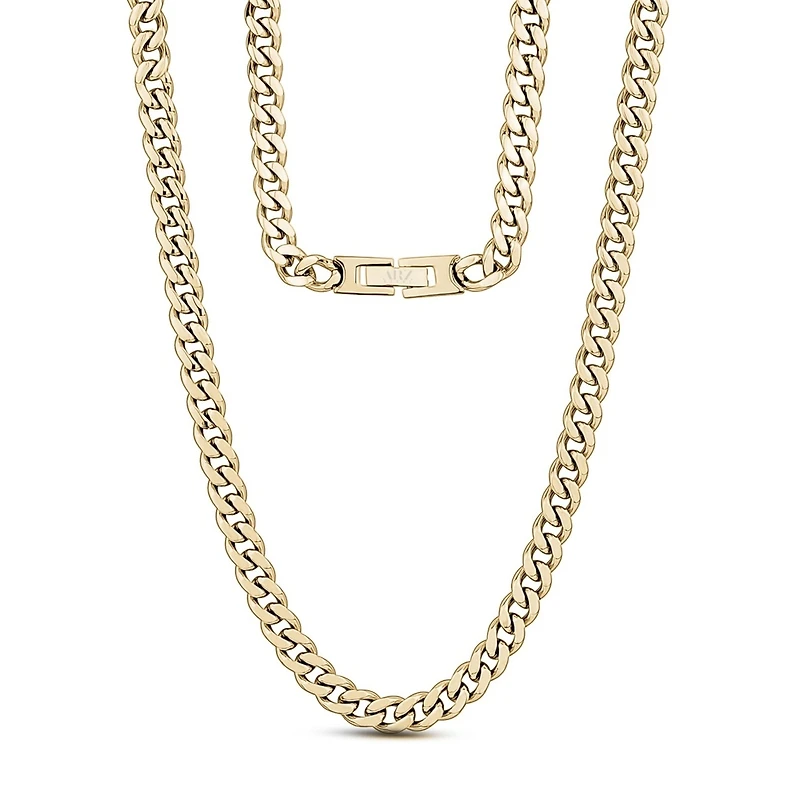 Gold Tone Stainless Steel 6mm Cuban Chain - 22