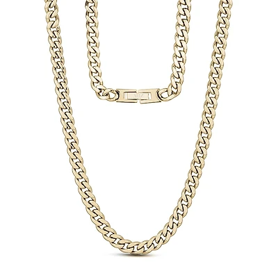Gold Tone Stainless Steel 6mm Cuban Chain - 22