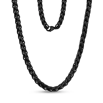 Chaine À Maillons Tressés de 7mm en Acier Inoxidable Noir - 24