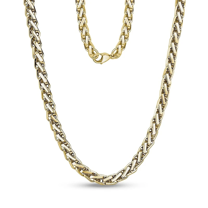 Gold Tone Stainless Steel 7mm Braided Chain - 24