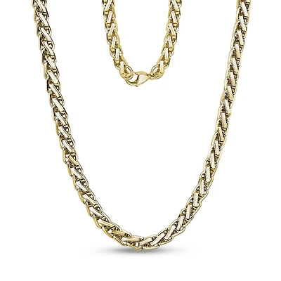 Gold Tone Stainless Steel 7mm Braided Chain - 24