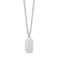 Pendentif Plaque de Crémation Biseauté en Acier Inoxidable avec Chaine 24