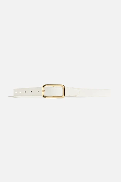 Ceinture mince en faux cuir à boucle rectangulaire et arrondie