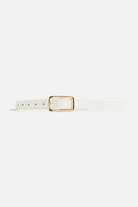 Ceinture mince en faux cuir à boucle rectangulaire et arrondie