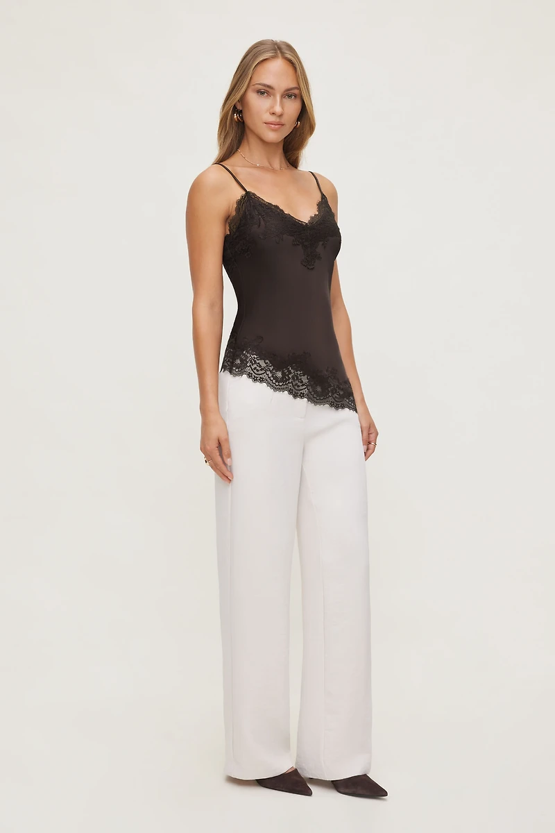 Cassie Asymmetric Lace Satin Cami