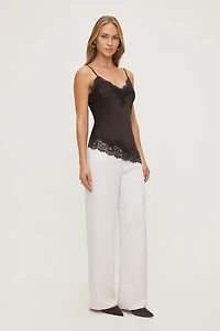 Cassie Asymmetric Lace Satin Cami