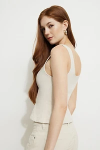Corset en denim à boutons-pression sur le devant