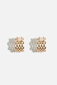 Petites boucles d’oreilles huggies en forme de chaîne avec pierreries