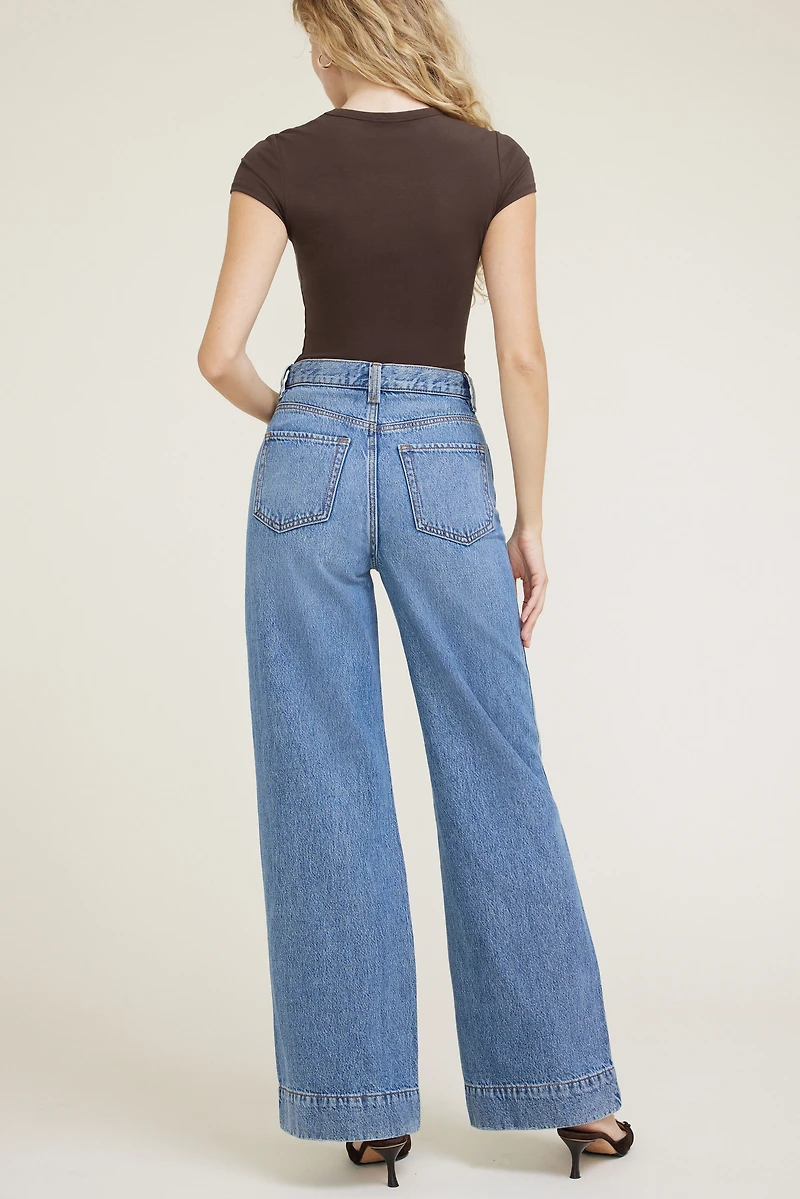 Jean à taille ultra-haute et jambe large colonne Lennon