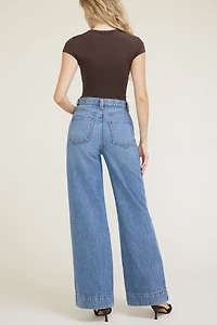 Jean à taille ultra-haute et jambe large colonne Lennon