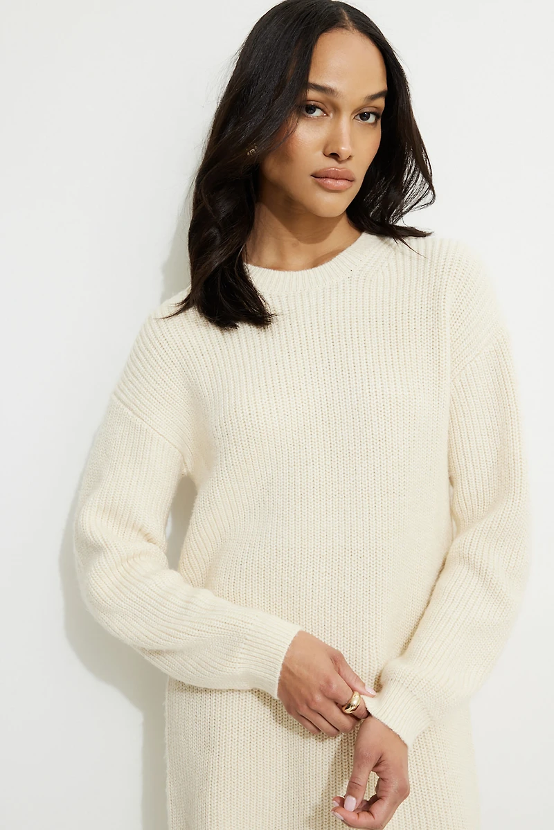 Rib Knit Mini Sweater Dress