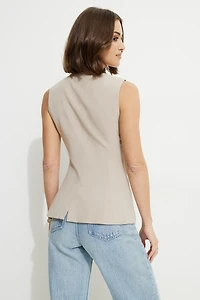 Veste sans manches ouverte à col rond Emery