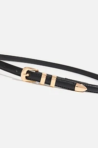 Ceinture très mince en faux cuir à deux ganses