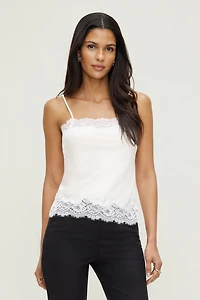 Lace Trim Satin Cami Top