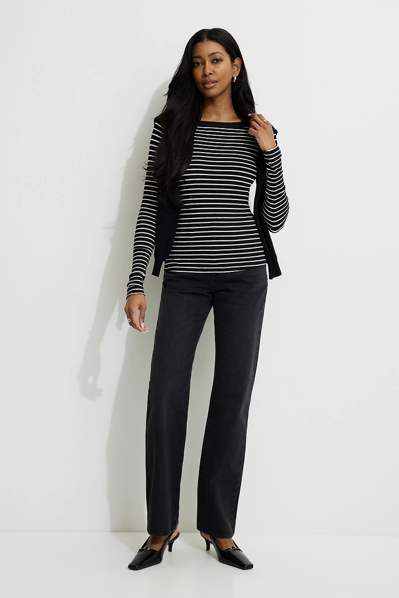 T-shirt côtelé à manches longues