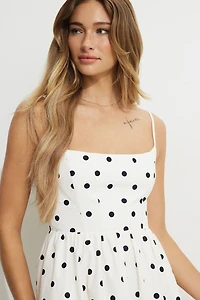 Polka Dot Bustier Poplin Maxi Dress