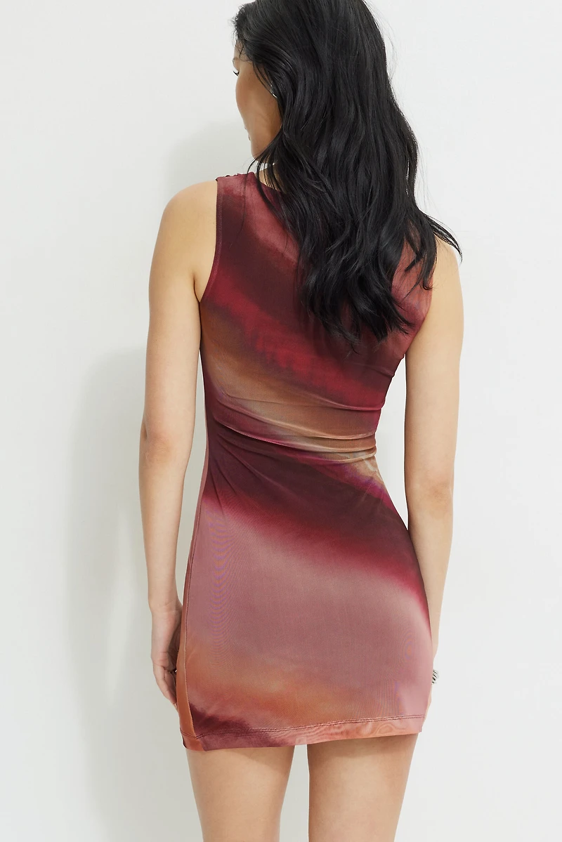 Katia Ruched Mesh Mini Dress