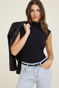 Short Sleeve Mockneck Sculpt Bodysuit