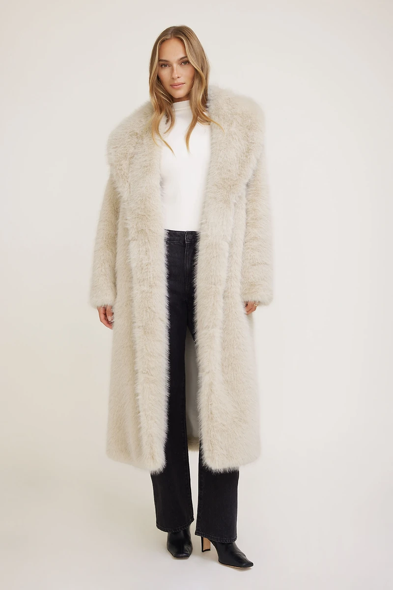 Manteau maxi en fausse fourrure